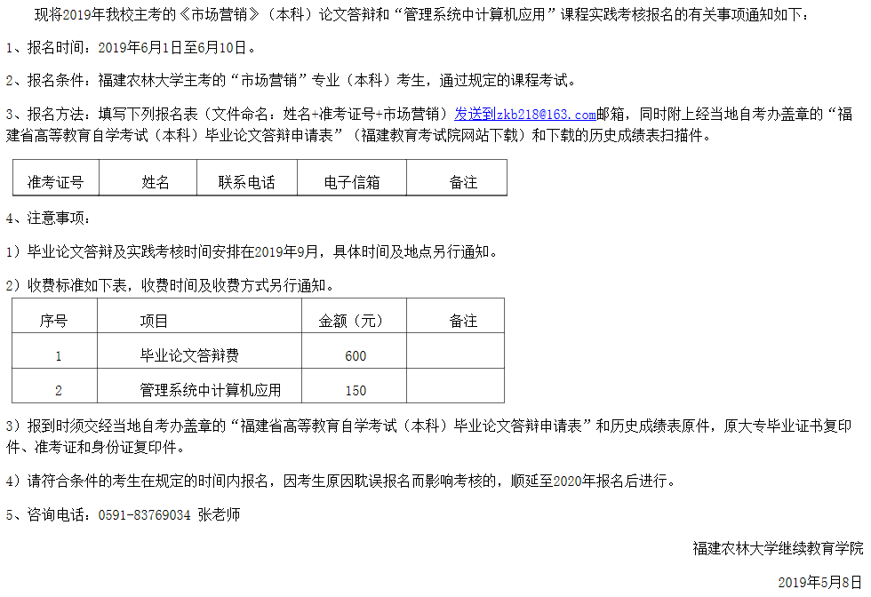 福建農學院繼教院關于“市場營銷”專業(yè)論文答辯和實踐考核報名的通知